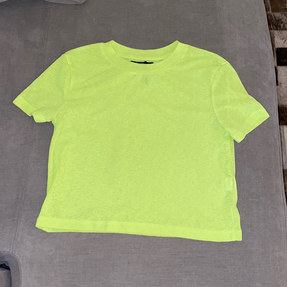 BERSHKA neon green crop top